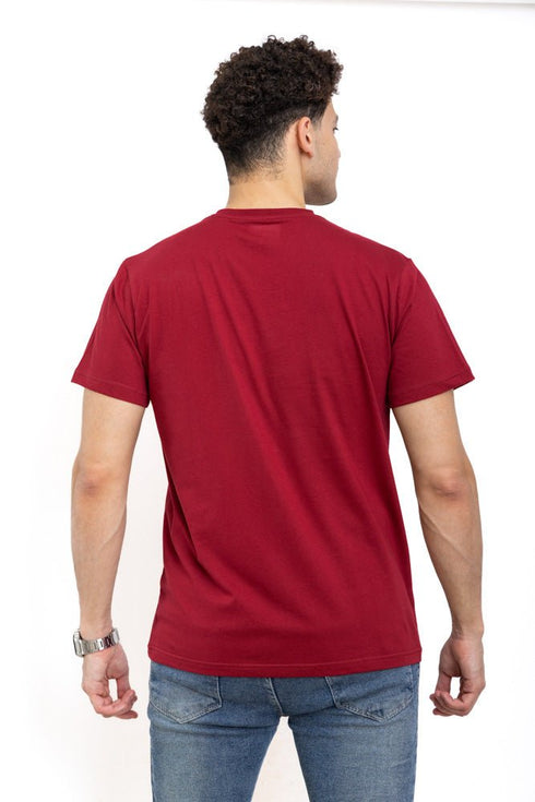 Brick Red V - neck T-Shirt - Khotwh